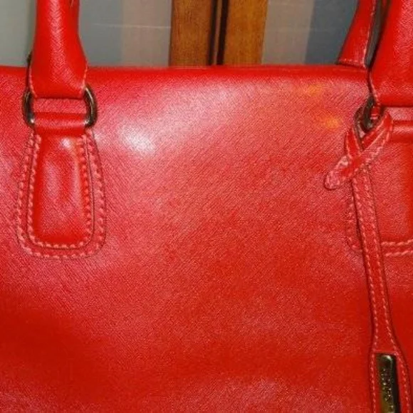 ABRO Red Saffiano Satchel Crossbody Handbag NEW - Picture 3 of 8